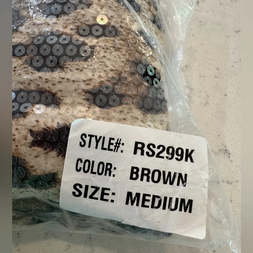 Grey Lab Skirt Brown Black cheetah print sequins Women’s Size M NWT
